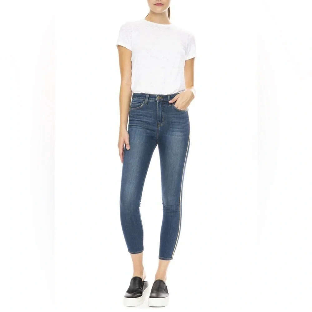 L’agence Margot Racer Stripe High Rise Ankle Skinny Neptune 25 - Picture 2 of 8